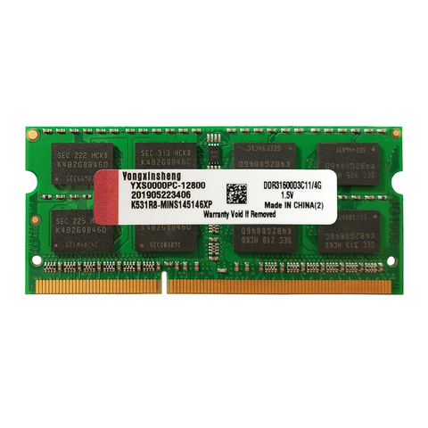 Barrette de RAM DDR3 4 go pour pc portable, module de mémoire vive, fréquence d'horloge 1600/1333/12800 MHZ, PC3 10600S, vente en gros, 10 unités ► Photo 1/1
