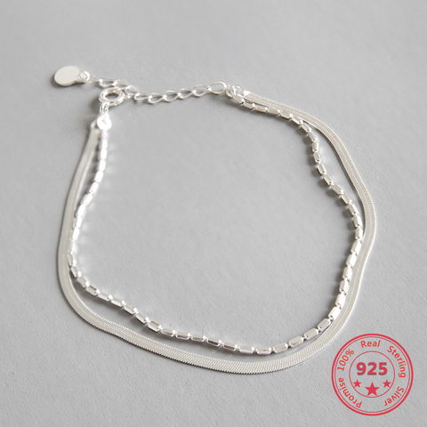 Chaîne d'os de serpent Double couche en argent Sterling Bracelets pour femme 2022, à la mode, bijoux Ol 100% 925 ► Photo 1/5