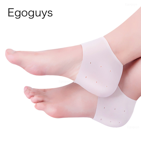 2 pièces Silicone talon chaussettes Gel semelle coussin de soin avec trou pieds fissuré peau hydratant soins des pieds Anti fissuration manchon de protection ► Photo 1/6