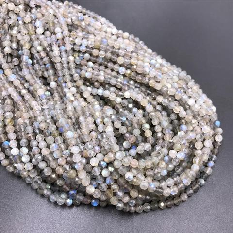Perles de Labradorite en pierre naturelle, 2-4mm, Micro, à facettes rondes, amples, pour bricolage, collier, Bracelet, accessoires, vente en gros ► Photo 1/4