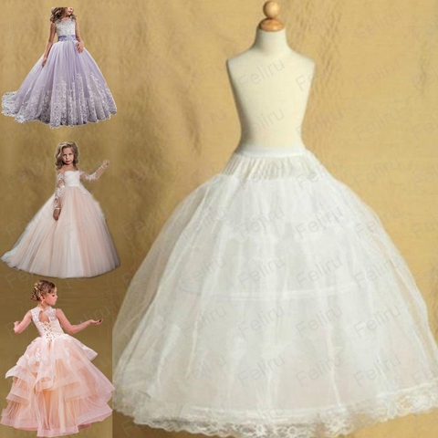 Jupe Lolita 2 cerceaux pour filles, jupon à fleurs de mariage, sous-vêtement de princesse, pour enfants de 2-14 ans ► Photo 1/6