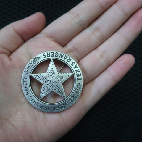 Badge rond de la société TEXAS ranger, 4.5cm, avec étoile, Peso mexicain, ranger américain, vieux West guerre civile, avocat de la fédération ► Photo 1/4