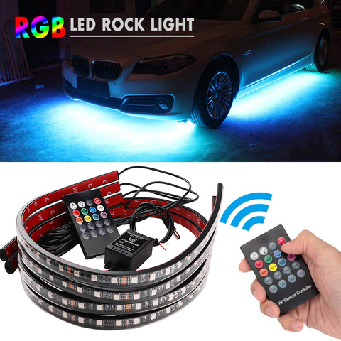 Voiture Éclairage Inférieur Bande Flexible LED RVB Éclairage Inférieur Atmosphère Décorative Lampe APP/Télécommande Soubassement Système Néon ► Photo 1/6