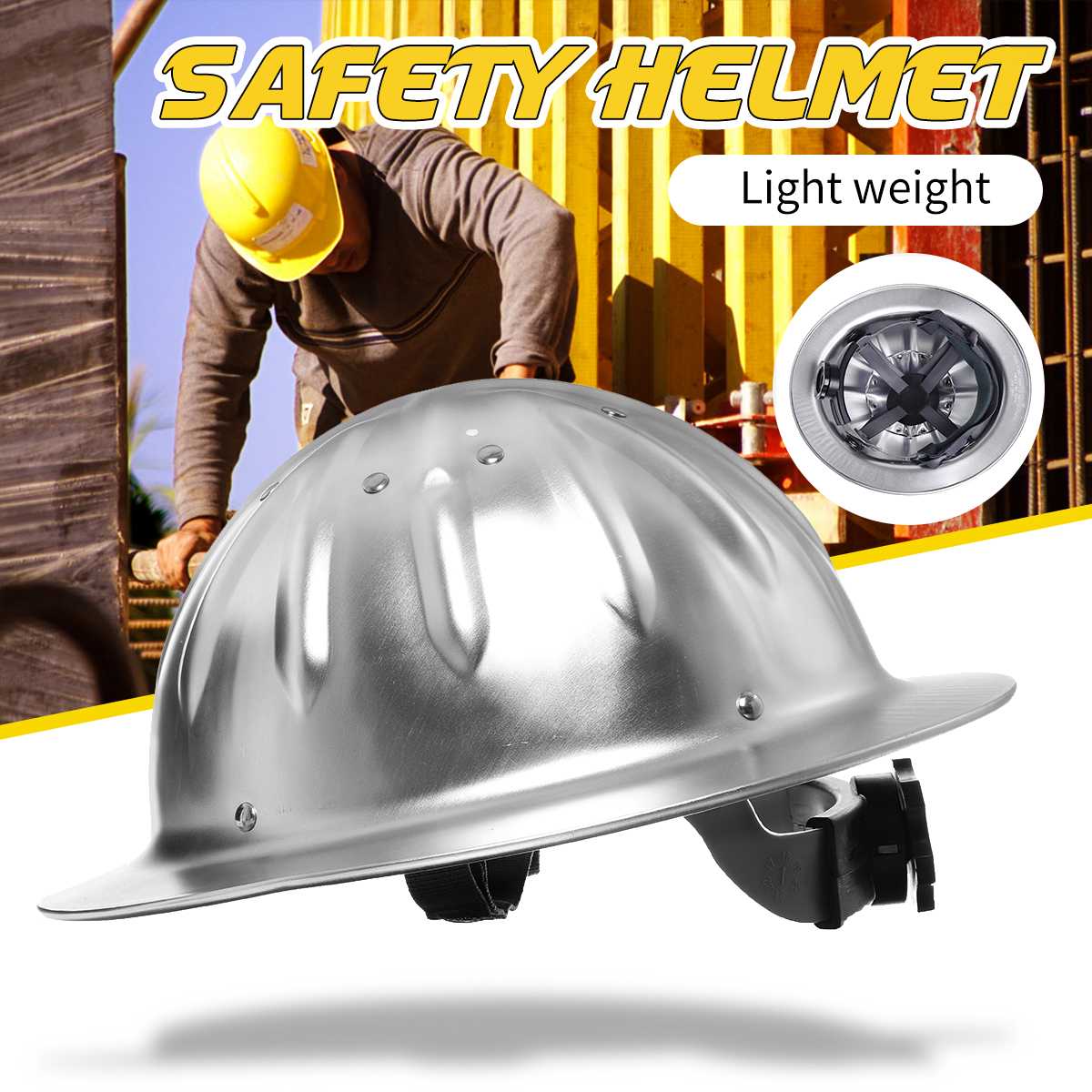 Casque de sécurité en alliage d'aluminium à large bord casque léger de haute résistance pour la Construction ► Photo 1/5