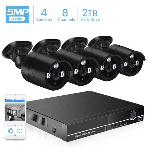 Système de caméra de sécurité BESDER H.265 CCTV 8CH POE NVR avec caméra IP Kit de vidéosurveillance 5MP système de surveillance vidéo IP66 étanche XMEye ► Photo 1/6