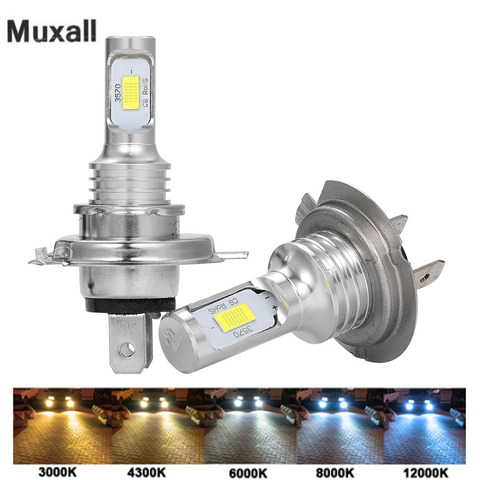 Mini phares de voiture led antibrouillard, H7 H4, Canbus, CSP, Super lumineux, durables, H1 H3 H8 H11 HB3 9005 9006, ampoules de clignotant, 2 pièces ► Photo 1/6