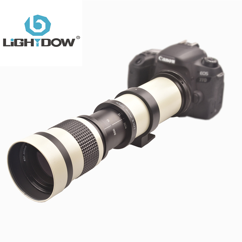 Lightdow – objectif Zoom manuel Super téléphoto blanc 420-800mm F/8.3-16 + bague d'adaptation T2, pour appareils photo Canon, Nikon, Sony, Pentax, Sony, Fuji ► Photo 1/6