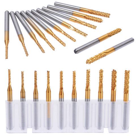 10 pièces 1/8 ''1.5-3.175mm mèches de fraisage carbure tungstène acier maïs fraise fin fraise CNC mèches de routeur pour Fiber de carbone ► Photo 1/6