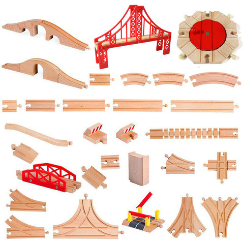 Toutes sortes de jouets de chemin de fer en bois de voie ferrée en bois de hêtre accessoires de voie ferrée adaptés pour les voies de marque jouets éducatifs pour les enfants ► Photo 1/6