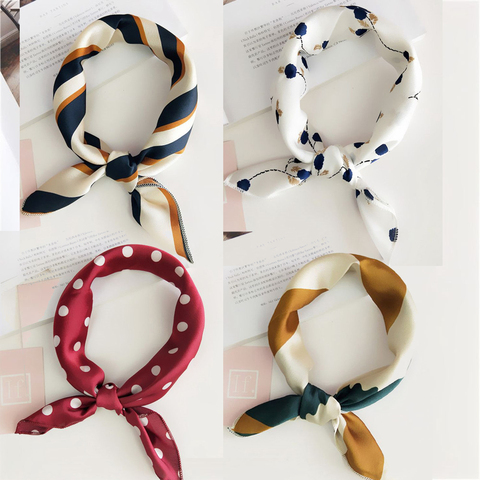 Populaire carré foulard cheveux cravate bande pour Business Party femmes élégant petit Vintage Skinny rétro tête cou soie Satin écharpe 50*50 ► Photo 1/6