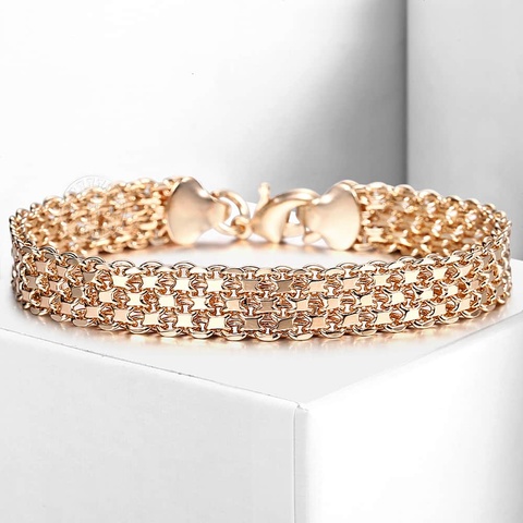 Bracelet Rolo tissé, Double câble, or Rose, 10/12mm, Double chaîne à maillons, 20cm, bijoux pour hommes et femmes, cadeau, DCBB01 ► Photo 1/6