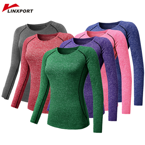 Femmes sport chemise séchage rapide Fitness T-shirt haute élastique entraînement Yoga vêtements à manches longues Blouses ► Photo 1/6