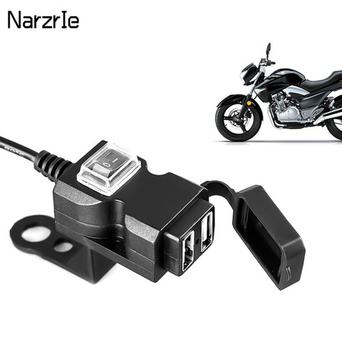 Accessoires de moto imperméable 9-24V guidon moto double chargeur USB 5V-1a/2,1 a adaptateur prise d'alimentation pour téléphone ► Photo 1/6