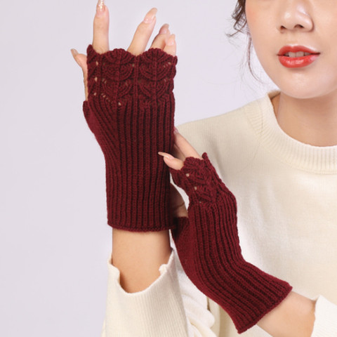 Femme dames gants sans doigts hiver chaud doux tricoté mitaines ST007 ► Photo 1/6