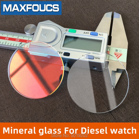 Verre de montre en verre minéral rouge, transparent, cristal plat pour Diesel 44.5mm 37.5mm DZ4318 DZ4323 DZ4281 DZ1657, 1 pièce ► Photo 1/6