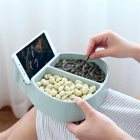 Bol de forme créative parfait pour les noix de graines et les Fruits secs boîte de rangement plat plat organisateur avec support pour téléphone ► Photo 1/6