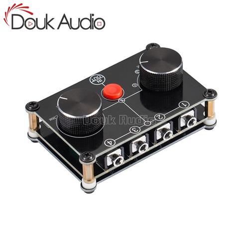Douk Audio petit ours Mini 4 ports stéréo sélecteur manuel partage Audio 3.5mm haut-parleur AUX commutateur casque ► Photo 1/6