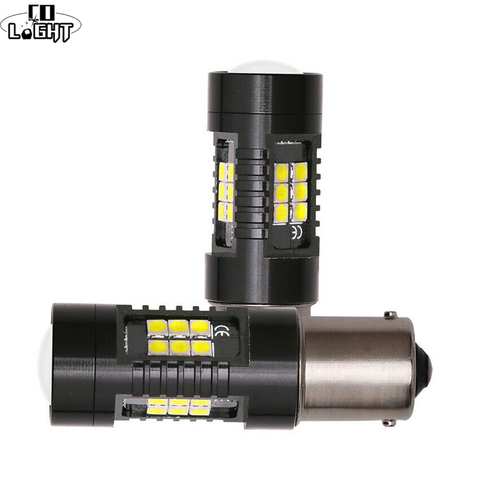 CO 2 PIÈCES P21W 1156 BA15S Canbus Voiture Led Ampoule 3030SMD LED Automatique Inverse DRL Voiture Lumière 12V 24V Automobiles Lampe pour Universel ► Photo 1/6