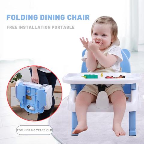 Bébé chaise de salle à manger pliable Booster chaise d'alimentation pour bébés enfants rehausseur siège pour enfants 0-3 ans ► Photo 1/6