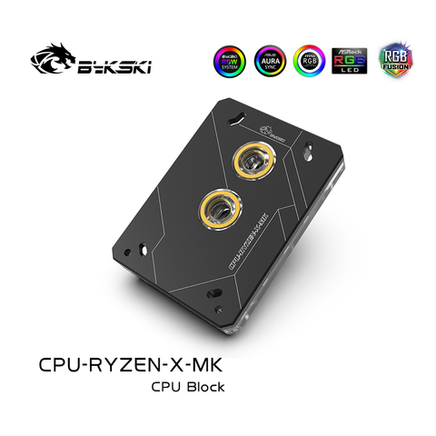 Bykski – bloc d'eau CPU pour carte mère AMD ryzen 3000 AM3 AM3 + AM4 1950X TR4 X399 X570, 5V, 3 broches, lumière RGB, radiateur en cuivre ► Photo 1/6