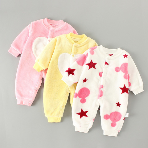 Bébé barboteuse hiver nouveau-né bébé garçon fille vêtements mignon impression chaud infantile bébé doux polaire combinaison pyjamas bébé filles vêtements ► Photo 1/6