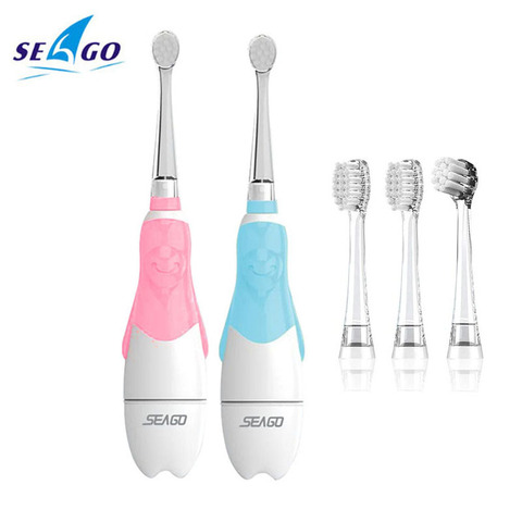 Seago enfants Sonic brosse à dents électrique batterie puissance lumière LED minuterie intelligente étanche IPX7 remplaçable Dupont brosse tête SG513 ► Photo 1/6