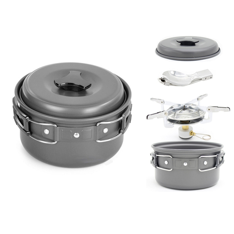 1.2L ultra-léger Camping en plein air ustensiles de cuisine simple pot de cuisson ustensiles pour randonnée pique-nique sac à dos vaisselle Pot outil de survie ► Photo 1/6