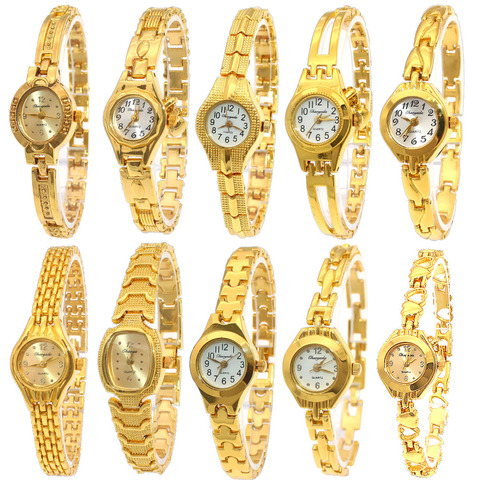 Montre Bracelet mignon doré pour femmes, montre à Quartz à petit cadran, populaire, élégante ► Photo 1/6