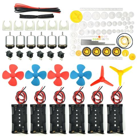 Mini moteur électrique rectangulaire 1.5-3V 24000 tr/min, 6 jeux, kit d'engrenages en plastique 84 pièces pour projets scientifiques DIY ► Photo 1/1