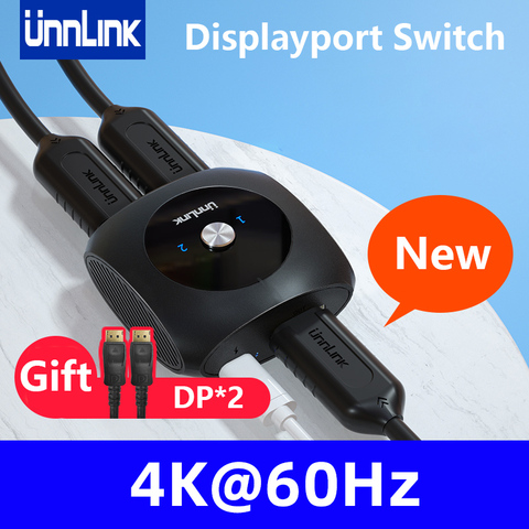 Unnlink Displayport répartiteur de commutateur bidirectionnel DP 1.4 AB commutateur 2X1/1X2 8K 4K 2K144 adaptateur pour moniteur ordinateur portable ► Photo 1/6