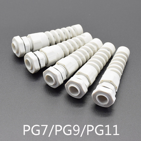 Connecteur de presse-étoupe en plastique, 5 pièces, PG7/PG9/PG11, étanche IP68, M12, protecteur anti-traction en spirale pour fil de 3.5 à 6mm ► Photo 1/6