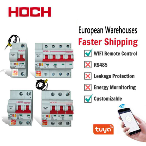 HOCH-disjoncteur WIFI Intelligent ZJSB9-80Z Tuya, avec minuterie de vie intelligente, 1-4P, interrupteur sans fil, livraison gratuite en usine ► Photo 1/6