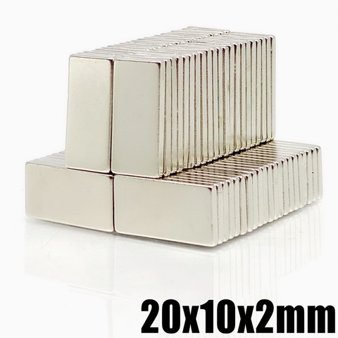 Bloc magnétique Permanent N35 en néodyme Super puissant, 5/10/20/200 pièces, 20x10x2mm x 10mm x 2 ► Photo 1/6