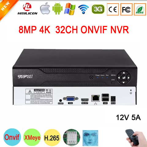 Hi3536C XMeye enregistreur vidéo de Surveillance de détection de visage Audio 8MP 32CH 32 canaux 16CH H.265 + IP Onvif WIFI CCTV DVR NVR ► Photo 1/6