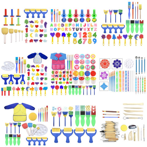 Kit de bricolage pour enfants, mousse, éponge, brosse, Sculpture, tablier en argile, moules, outils, éducation artistique précoce, dessin, jouet, cadeau ► Photo 1/6