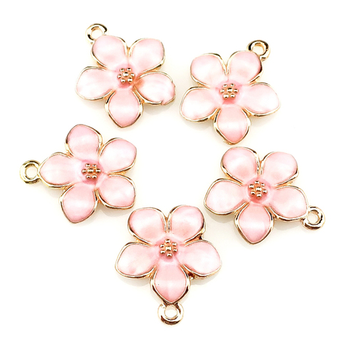 20 Pcs/Lot goutte huile fleur breloques faisant en métal plante camélia pendentif colliers bijoux en gros ► Photo 1/3