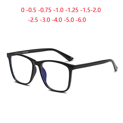 Lunettes de myopie carrées à grande monture TR90, bloquant la lumière bleue, verres courts, Prescription 0 -0.5 -0.75 -1.0 à-6.0 ► Photo 1/6