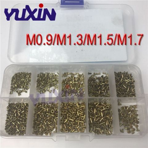 Kit de Rivets tubulaires en cuivre, 1000 pièces, GB876 M0.9 M1.3 M1.5 M1.7, ensemble mixte, Circuit imprimé Double face, clous PCB, Kit d'écrous de Rivet creux ► Photo 1/4