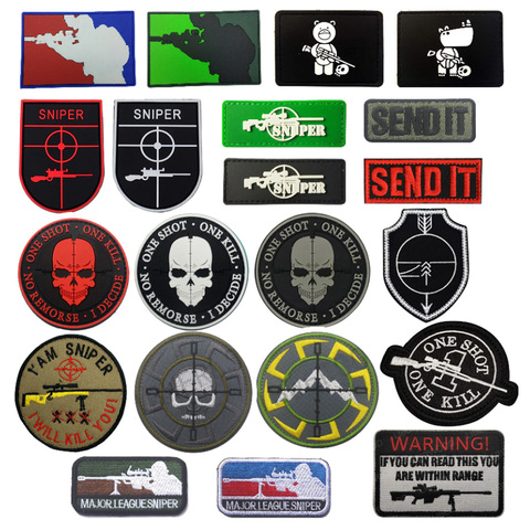 SWAT uniforme veste armée BADGE tactique ours chasseur Airsoft Sniper Patch un coup tuer viser grille militaire mort crâne DEVGRU ► Photo 1/6