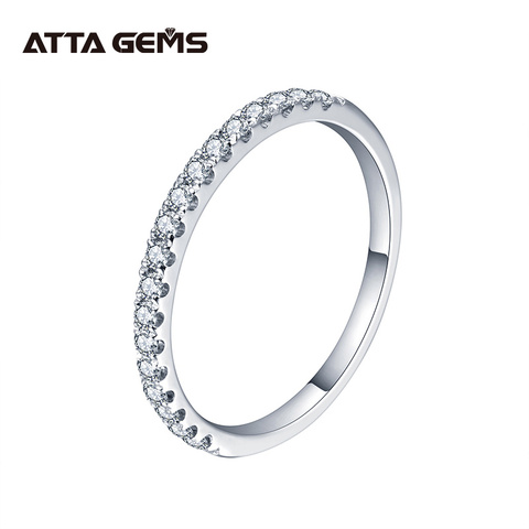 ATTAGEMS – bague en argent Sterling 925 pour filles, Test en diamant rond, excellente coupe, Total 0.27 CT, Moissanite, bijoux de Cocktail ► Photo 1/6