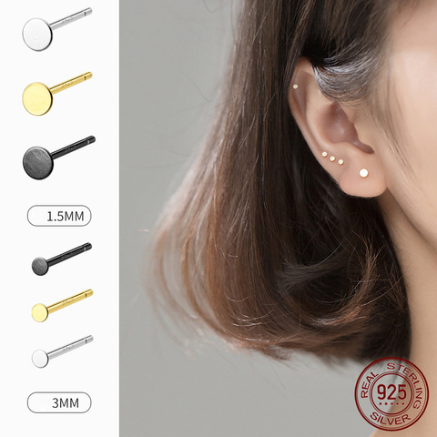 La Monada géométrie mignon rond coréen minimaliste femmes boucles d'oreilles argent 925 goujon Fine bijoux argent 925 boucles d'oreilles pour les femmes ► Photo 1/4