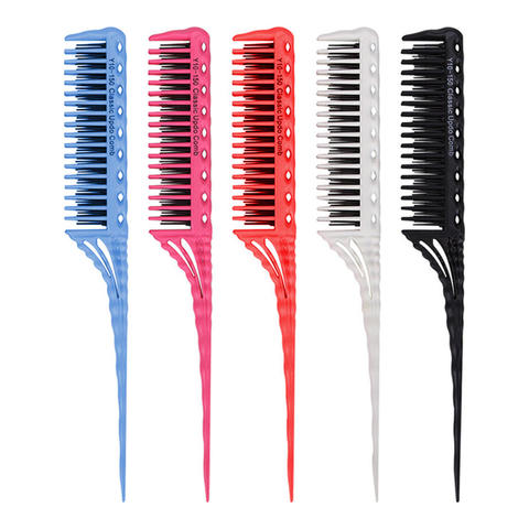 1PC Portable peigne à cheveux brosse à cheveux 3 rangées dents taquin peigne démêlant brosse Rat queue peigne à venir peignes de coiffure ► Photo 1/6