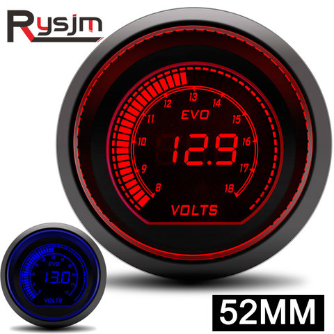 Voltmètre numérique rond étanche, pour voiture, bateau, moto, 52mm, 8v-18V DC ► Photo 1/6