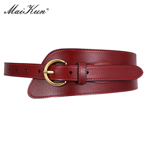 Maikun – ceinture large en cuir véritable pour femmes, pour manteau, pull décoratif avec robe en jean, ceinture assortie à tout ► Photo 1/6