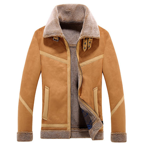 Nouveau hommes fourrure cuir veste hiver mode rétro chaud lampe laine vol fourrure cuir Bomber Jacker manteaux hommes pardessus 4XL AY820 ► Photo 1/6