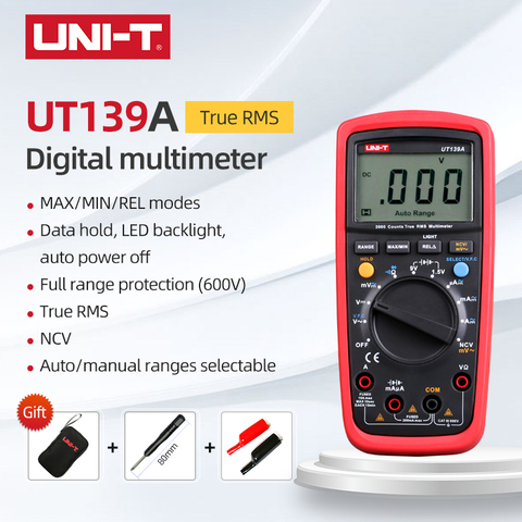 Multimètre numérique True RMS, modes Auto/manuel sélectionnables, UT139A/UT139B/UT139C/UT139D/UT139E/UT139S, UNI-T ► Photo 1/6