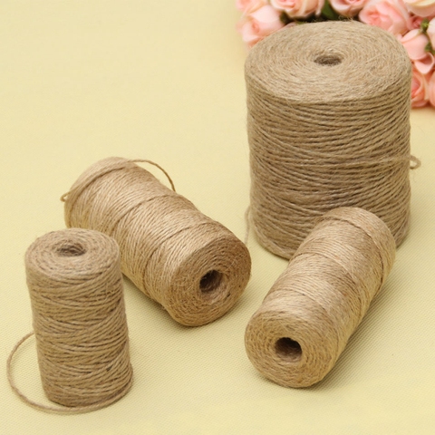 30/50/100 mètres naturel Vintage Jute corde corde ficelle toile de Jute ruban artisanat couture bricolage Jute chanvre décoration de fête de mariage ► Photo 1/6