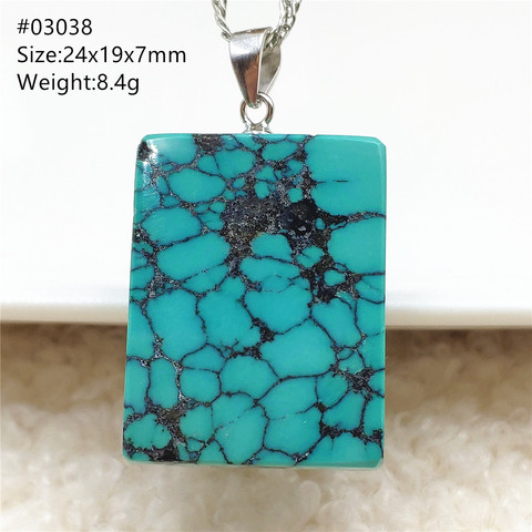 Naturel vert Turquoise pierre précieuse Rare pendentif cristal goutte d'eau Rectangle pour femmes hommes Rare Reiki guérison pierre collier AAAAA ► Photo 1/6