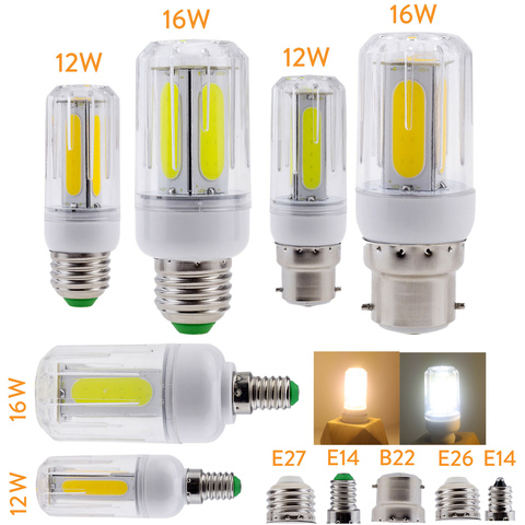 12W 16W LED ampoules de maïs COB Super lumineux E26 E27 B22 E14 vis/lampes de Base à baïonnette AC 85-265V 110V 220V pour le bureau à domicile ► Photo 1/6