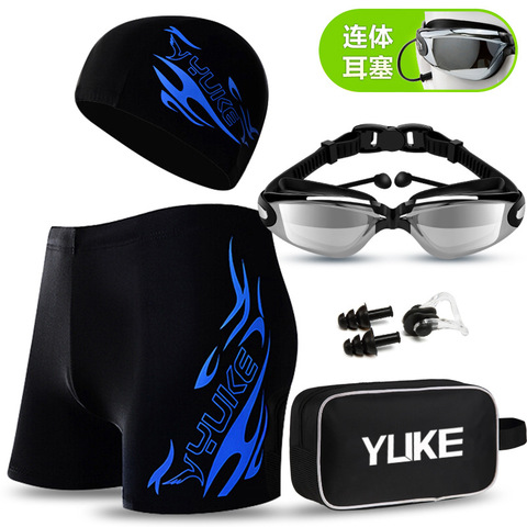 YUKE maillots de bain hommes maillots de bain avec lunettes de natation bouchon bouchons d'oreille pince-nez et hommes slip de bain shorts de natation pour hommes nager ► Photo 1/1